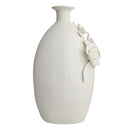 Sculpted Floral Ceramic Tabletop Vase with Gold Edges, 11 Inch