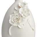 Sculpted Floral Ceramic Tabletop Vase with Gold Edges, 11 Inch