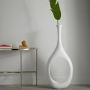 Modern White Open Circle Floor Vase, 48 Inch