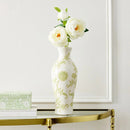 Floral Print Ceramic Tabletop Urn Vase, 13.6 Inch