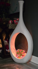 Modern White Open Circle Floor Vase, 48 Inch
