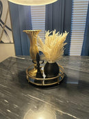 Artificial White Pampas Grass Arrangement in Black Pot, 16 Inch
