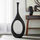 Modern Black Open Circle Floor Vase, 48 Inch