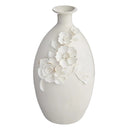 Sculpted Floral Ceramic Tabletop Vase with Gold Edges, 11 Inch
