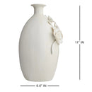 Sculpted Floral Ceramic Tabletop Vase with Gold Edges, 11 Inch